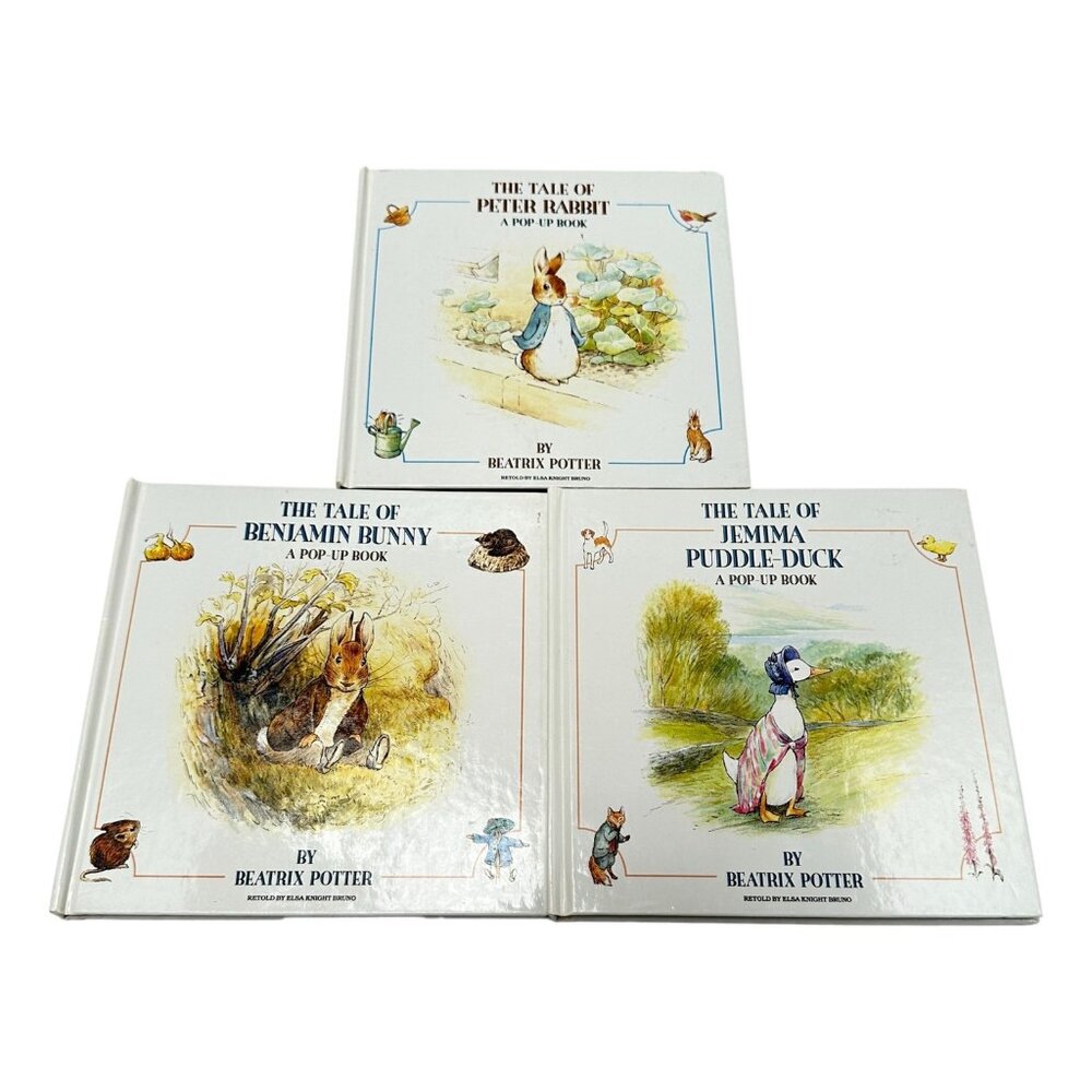Beatrix Potter Books Pop Up Lot 3 Peter Jemima Benjamin‎ Bunny 1987